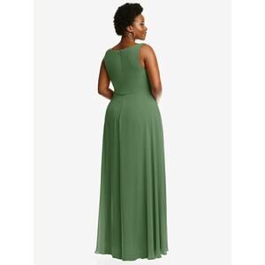 After Six Lux Chiffon V-Neck Maxi Dress Sleeveless Vineyard Green Size 18 NWT